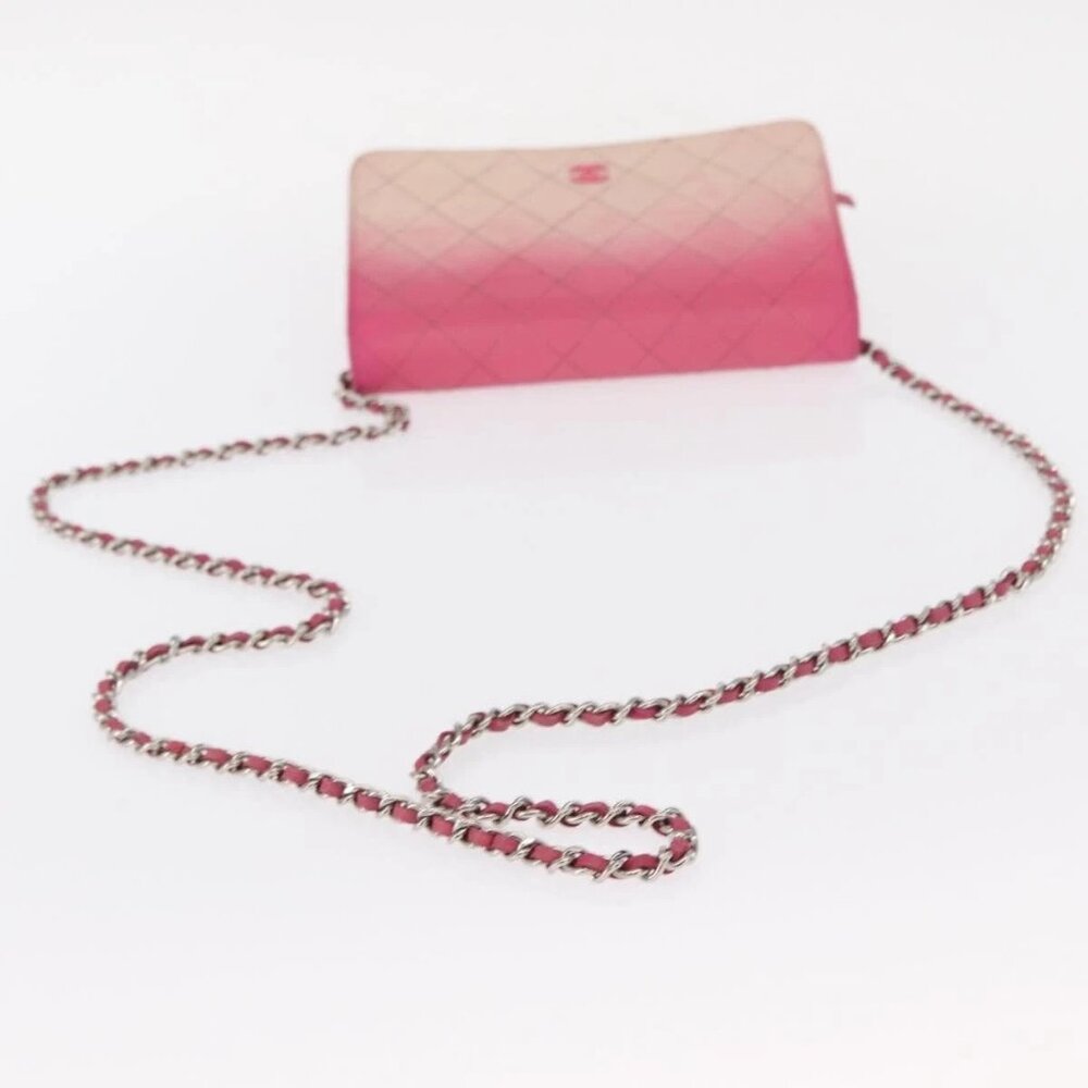 CHANEL Chain Shoulder Bag Leather Pink Silver CC - Picture 6 of 16